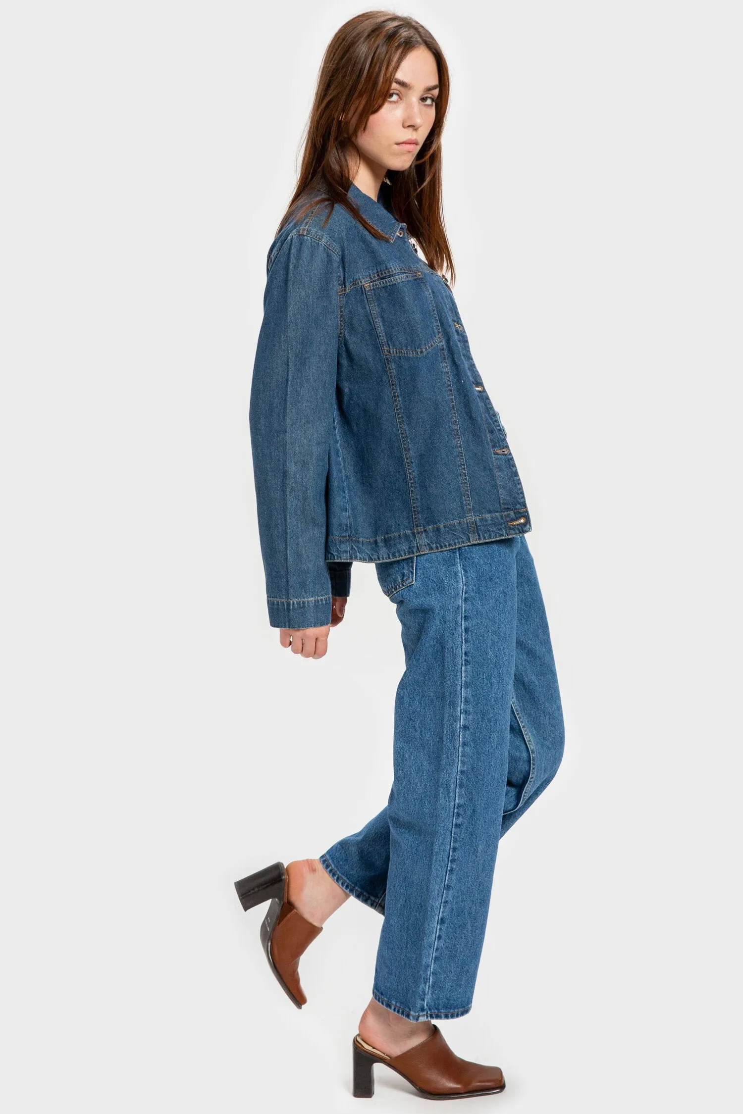 90s Dark Wash Denim Jacket L