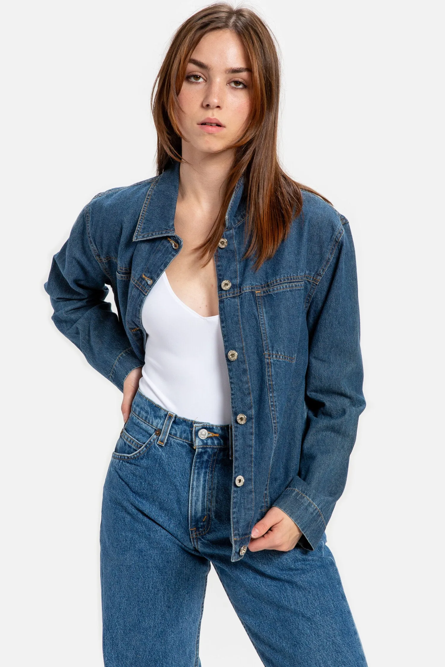 90s Dark Wash Denim Jacket L