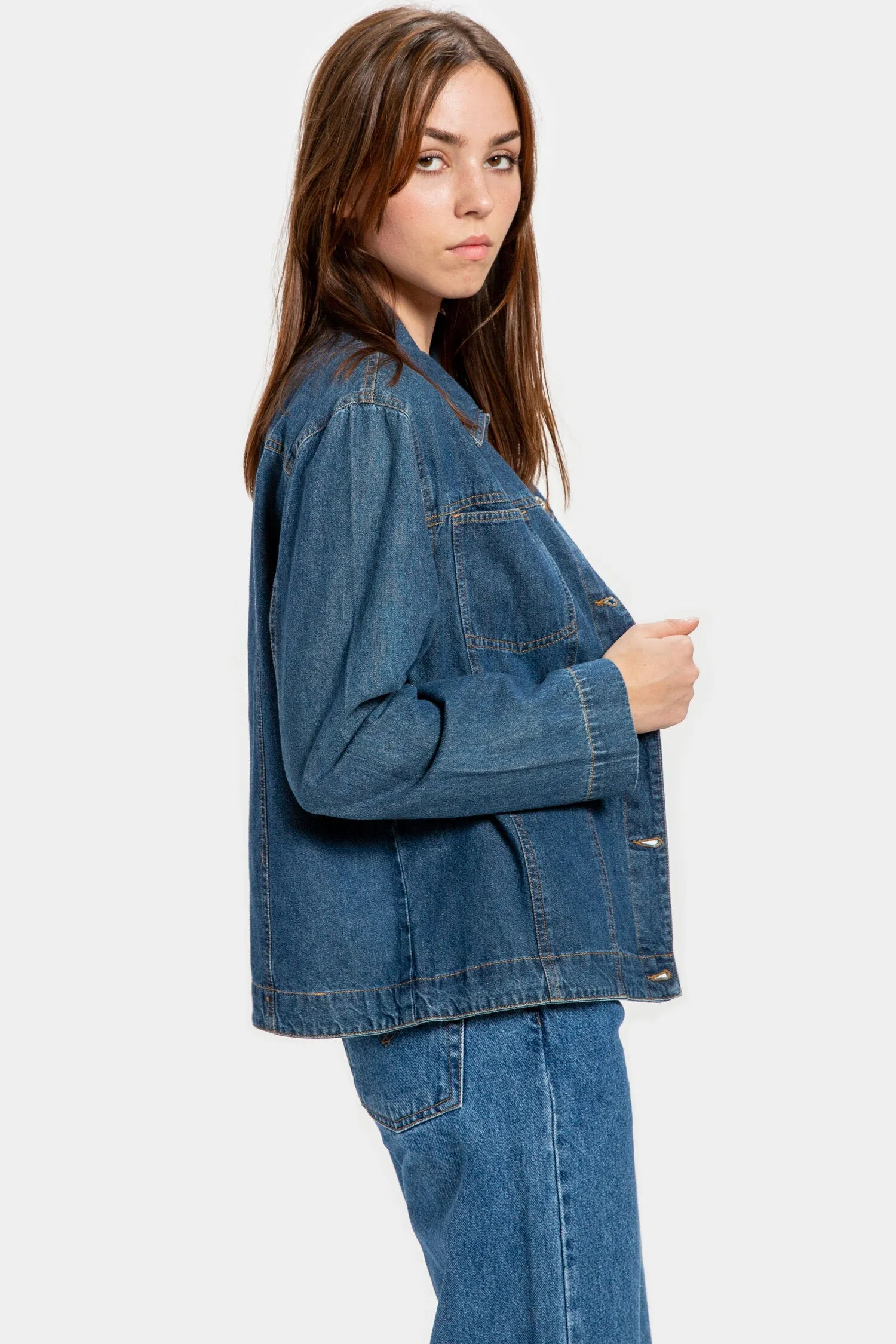 90s Dark Wash Denim Jacket L