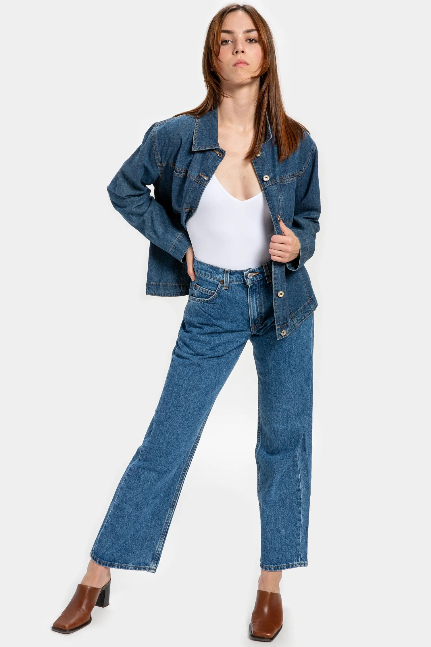 90s Dark Wash Denim Jacket L
