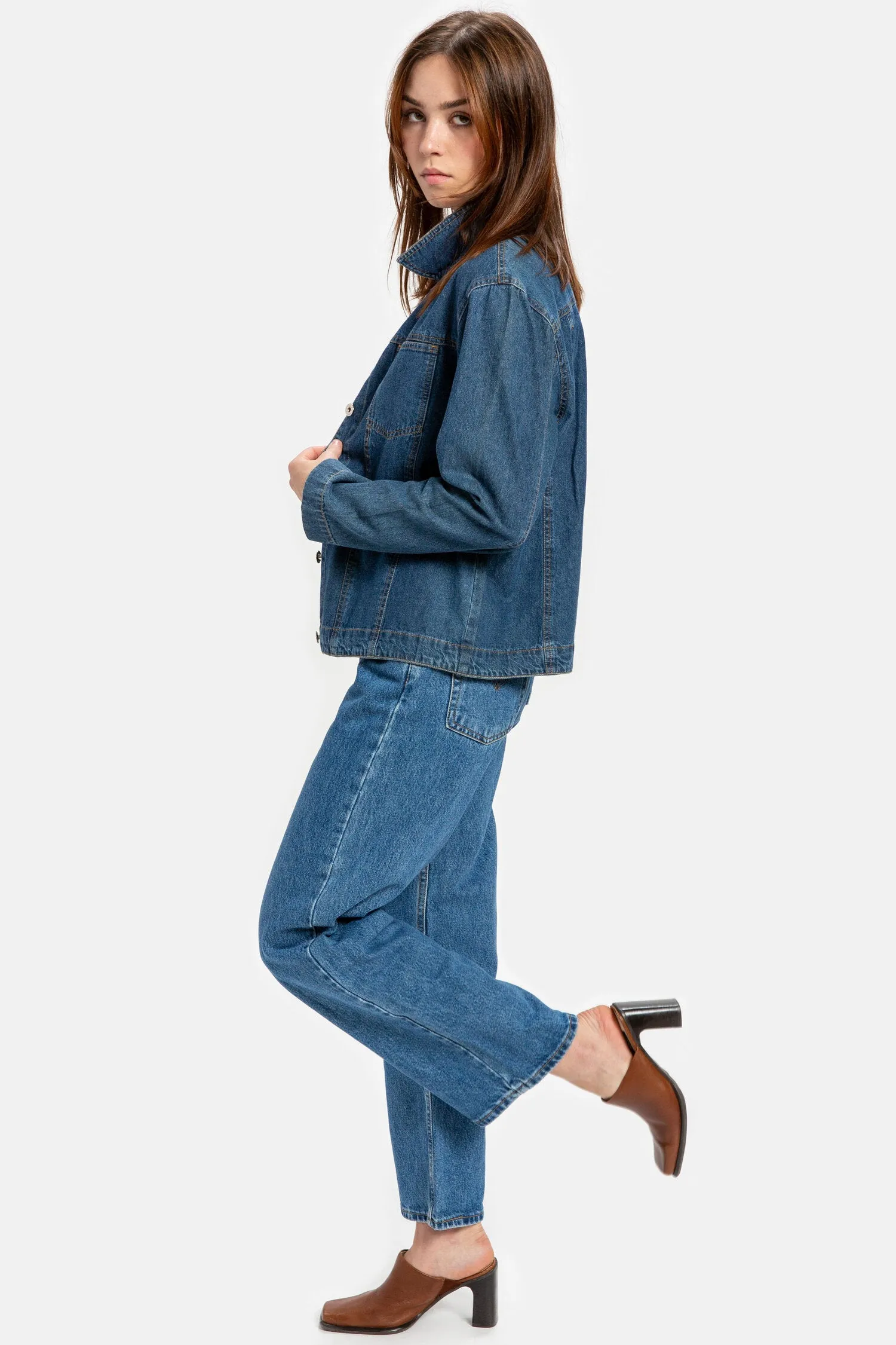 90s Dark Wash Denim Jacket L