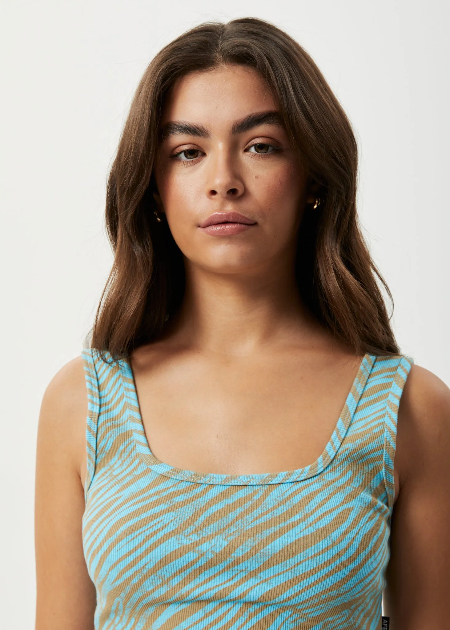 AFENDS Womens Adi - Ribbed Sleeveless Top - Blue Stripe