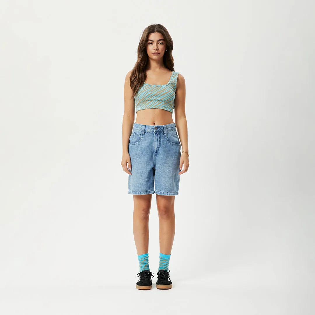 AFENDS Womens Adi - Ribbed Sleeveless Top - Blue Stripe