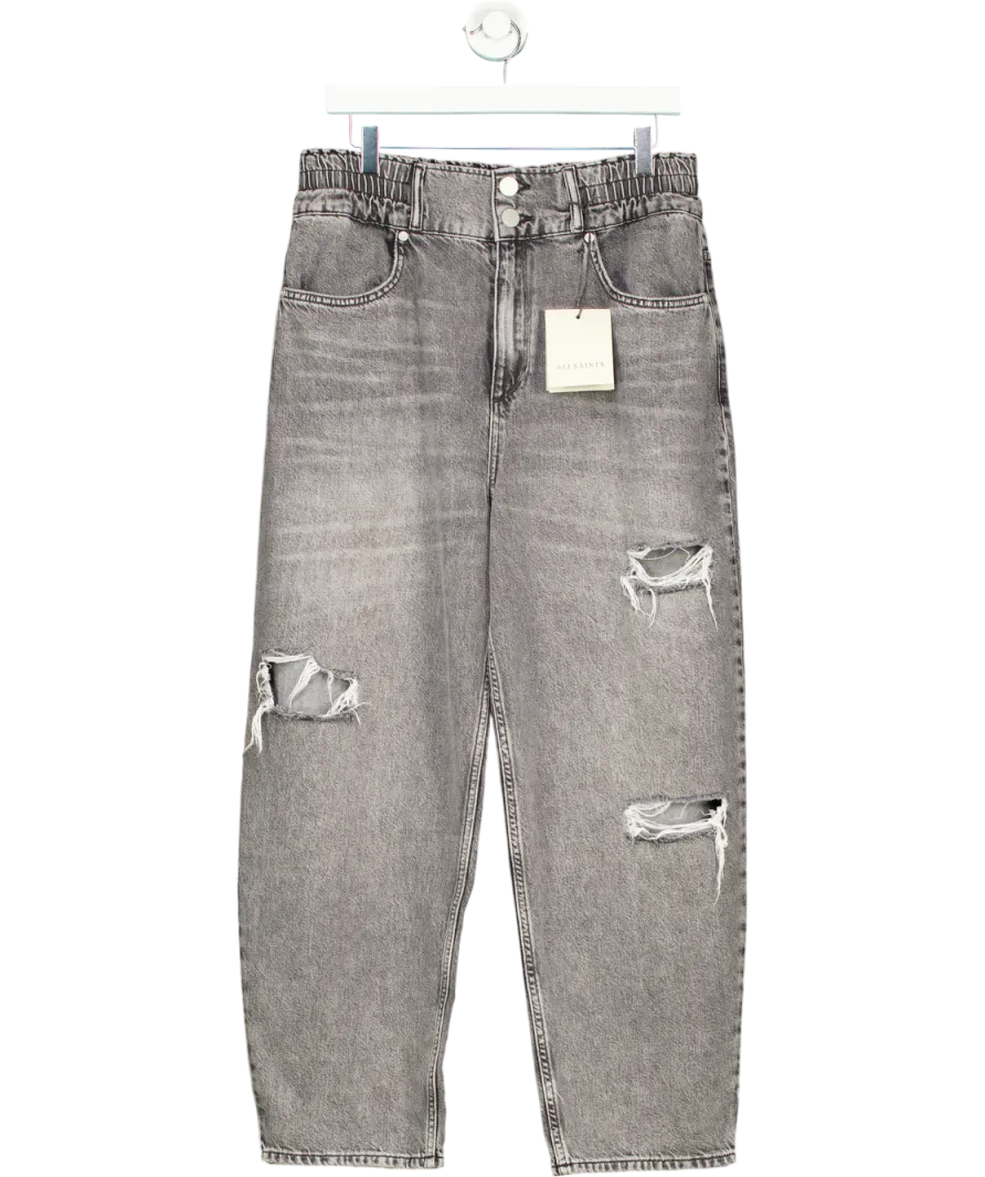 AllSaints Grey Daisy Barrel Leg Jeans UK 12