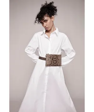 Back pleat shirt dress