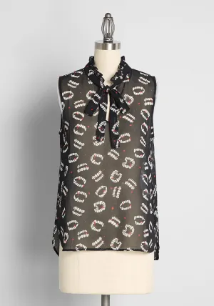 Bite Me I'm Fang-tastic Tie-Neck Blouse