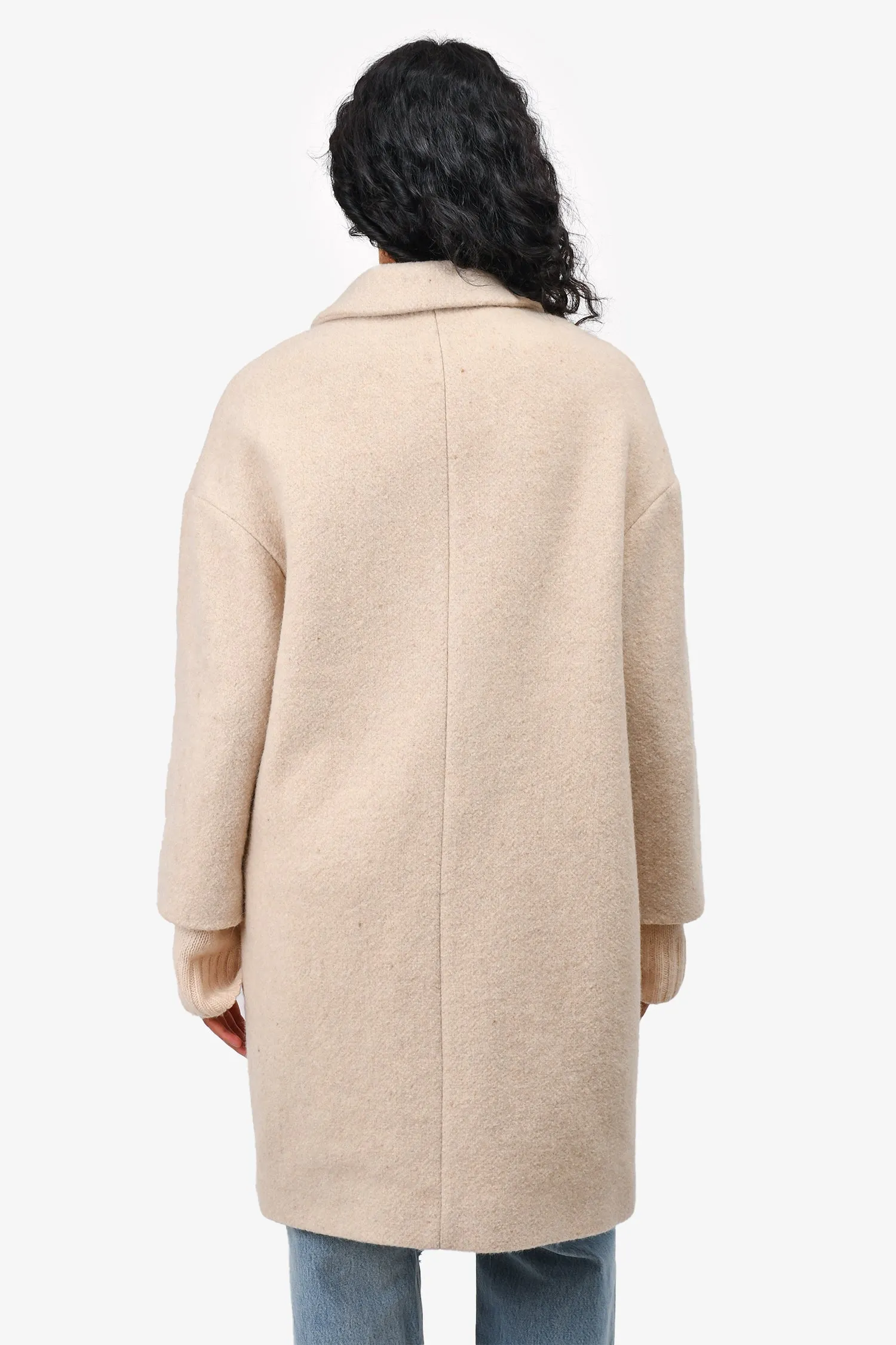 Brunello Cucinelli Beige Alpaca Wool Double Breasted Coat Size 12