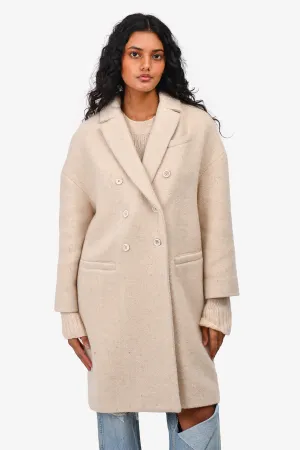 Brunello Cucinelli Beige Alpaca Wool Double Breasted Coat Size 12