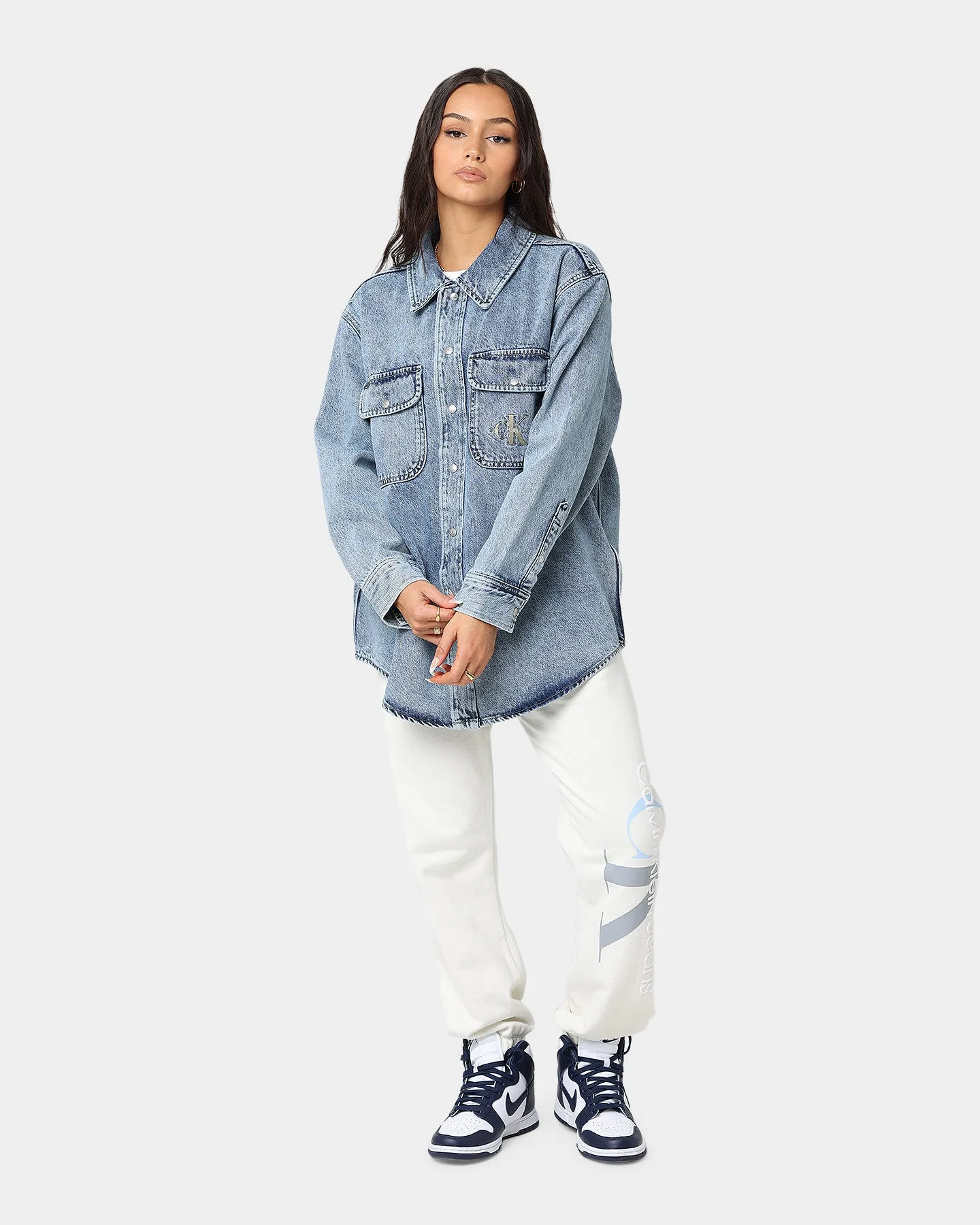 Calvin Klein Women's Shirt Jacket Denim Light