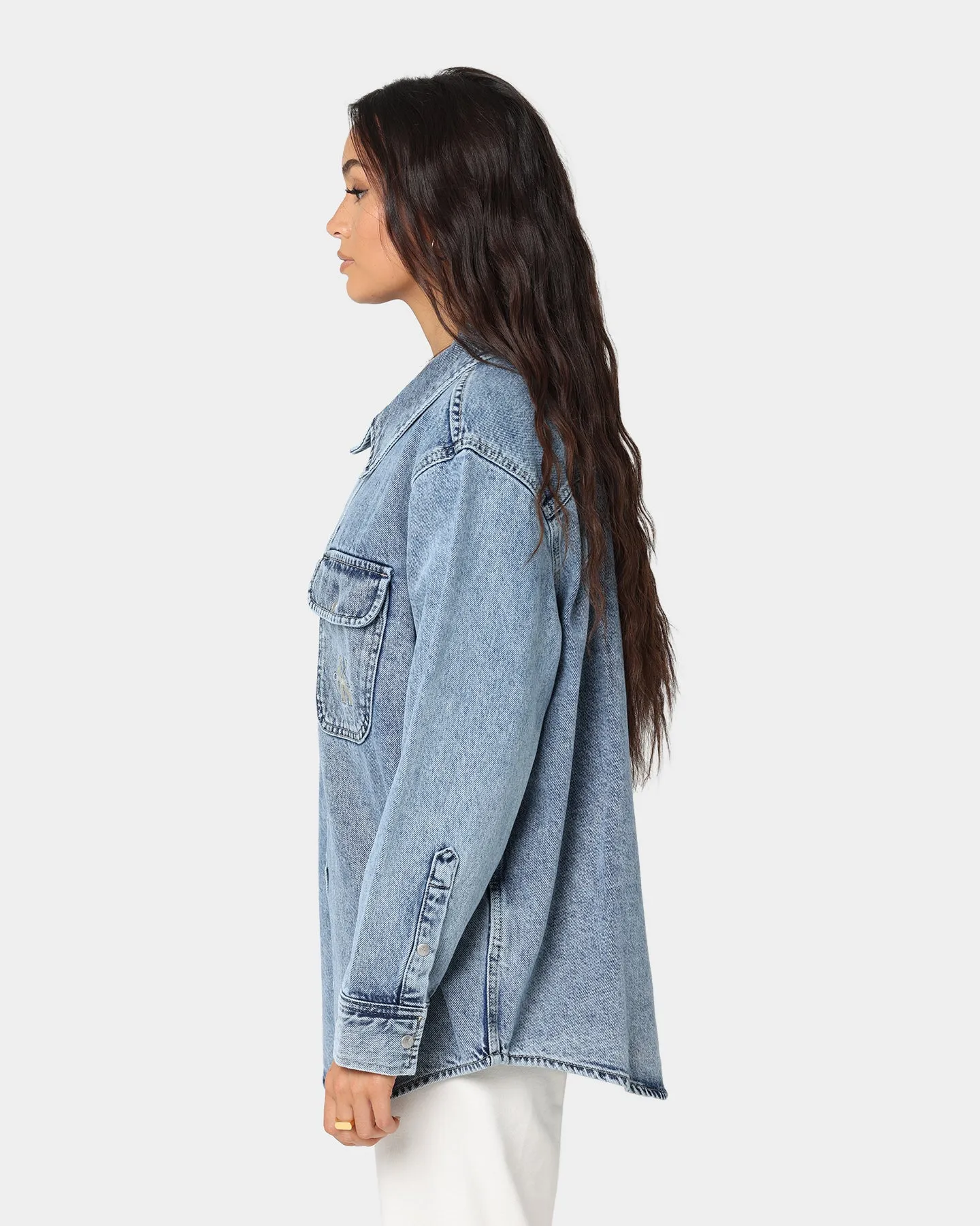 Calvin Klein Women's Shirt Jacket Denim Light
