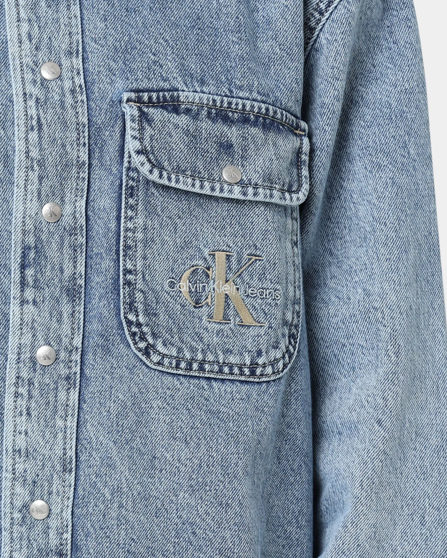 Calvin Klein Women's Shirt Jacket Denim Light