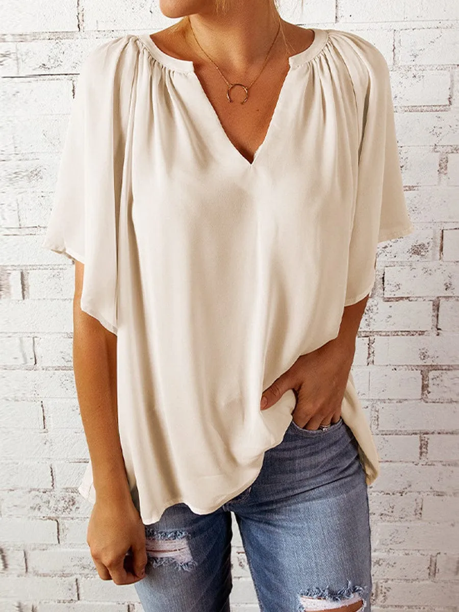 Casual Chiffon V Neck Top