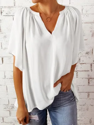 Casual Chiffon V Neck Top