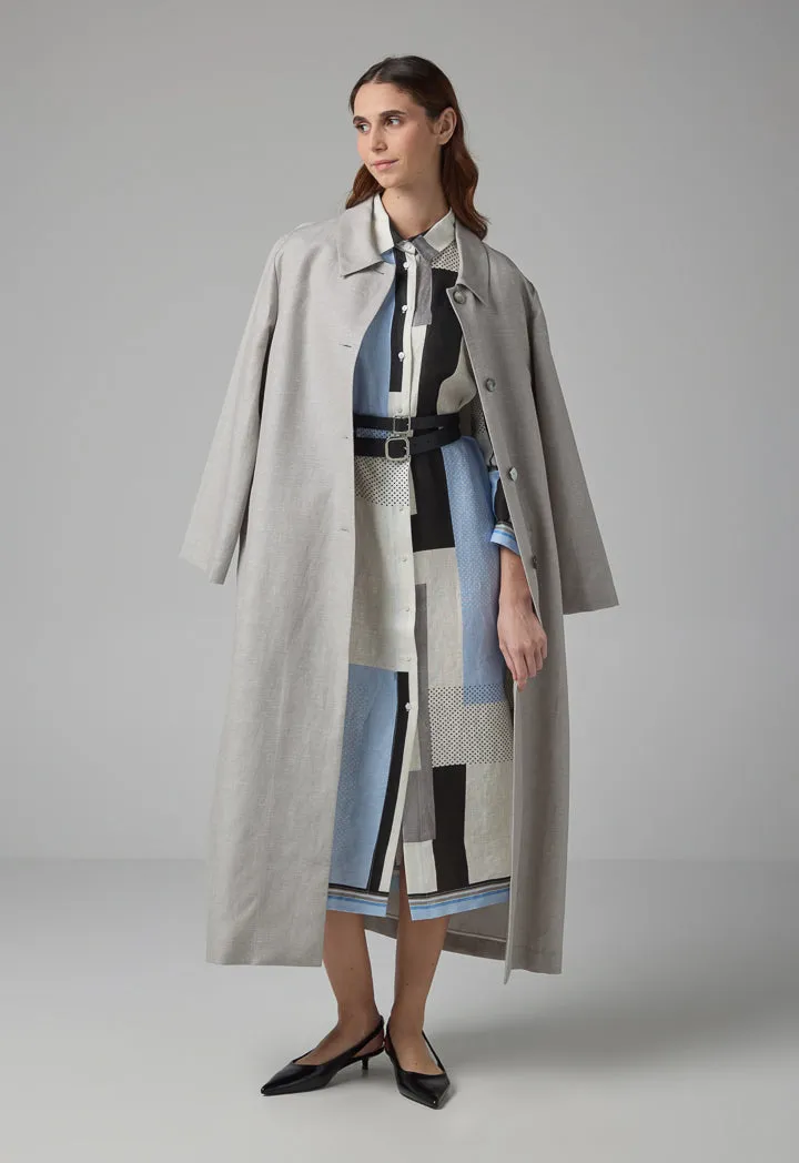 Choice Long Sleeve Printed Belted Shirt Dress Multi Color