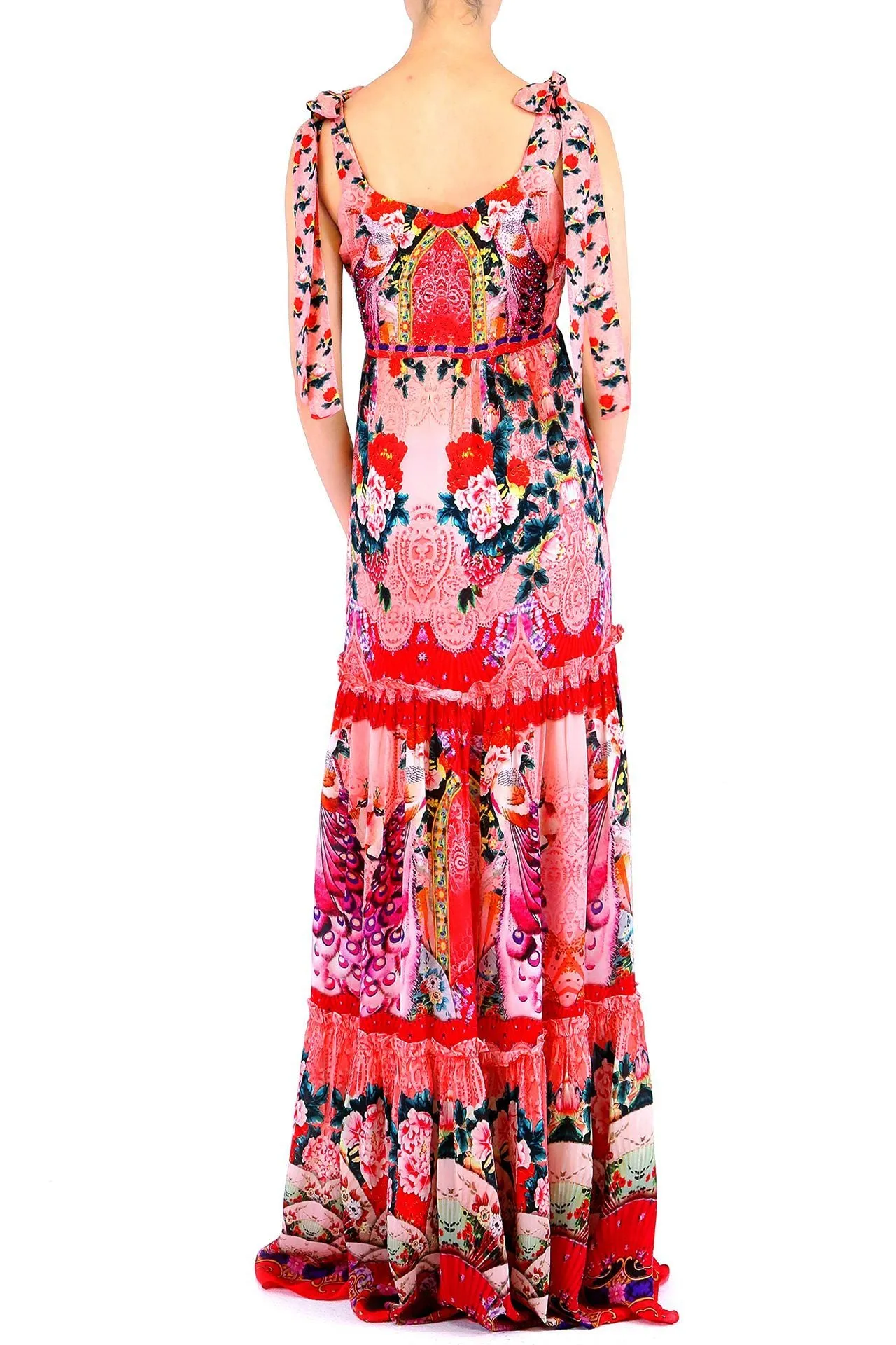 Floral Print Maxi Dress Coral