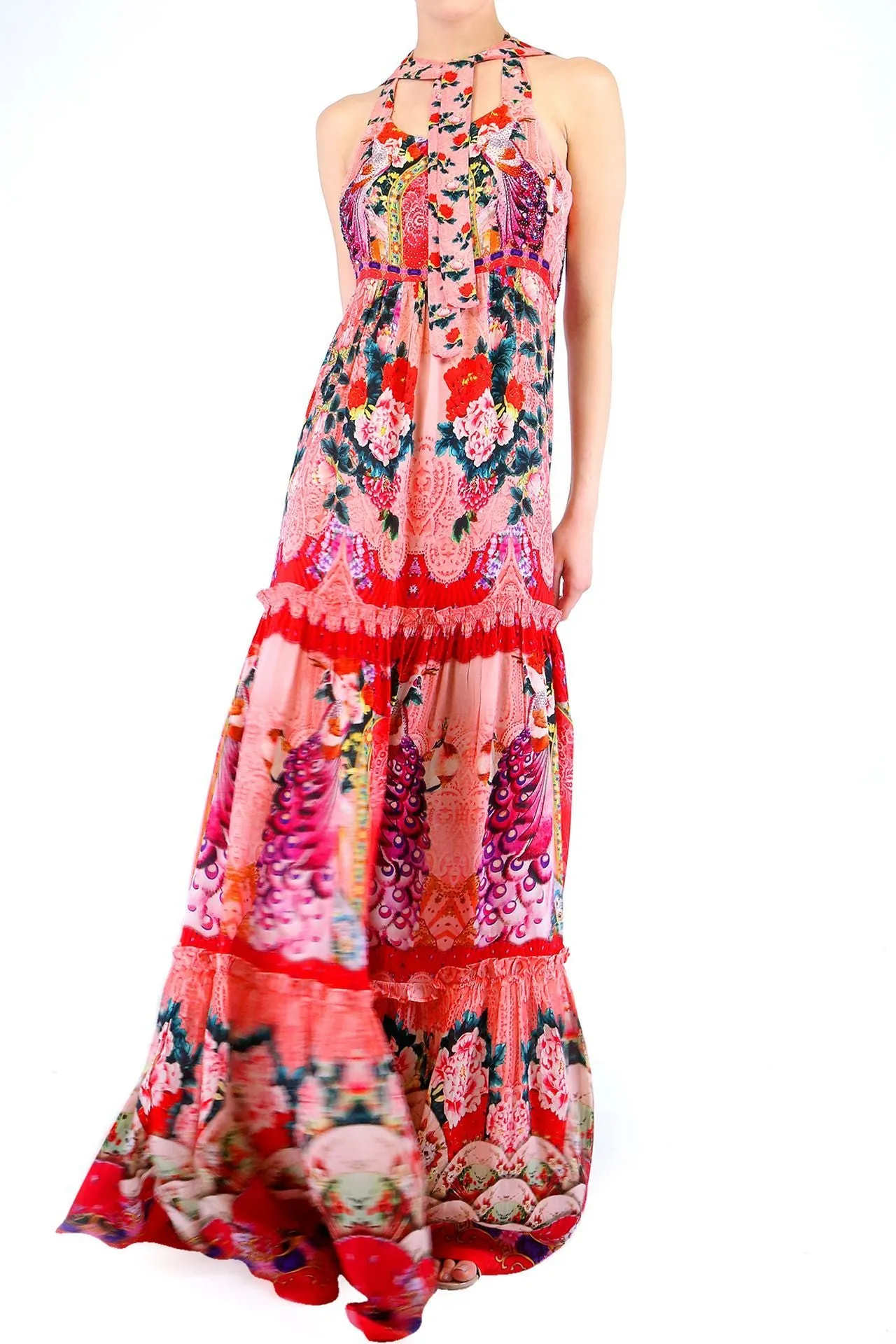 Floral Print Maxi Dress Coral