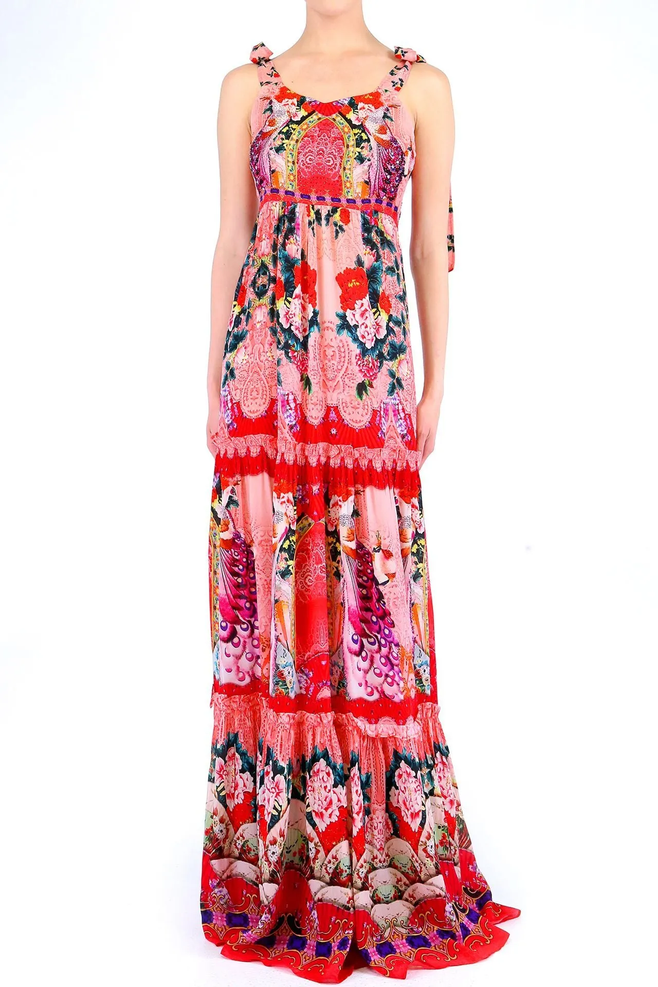 Floral Print Maxi Dress Coral