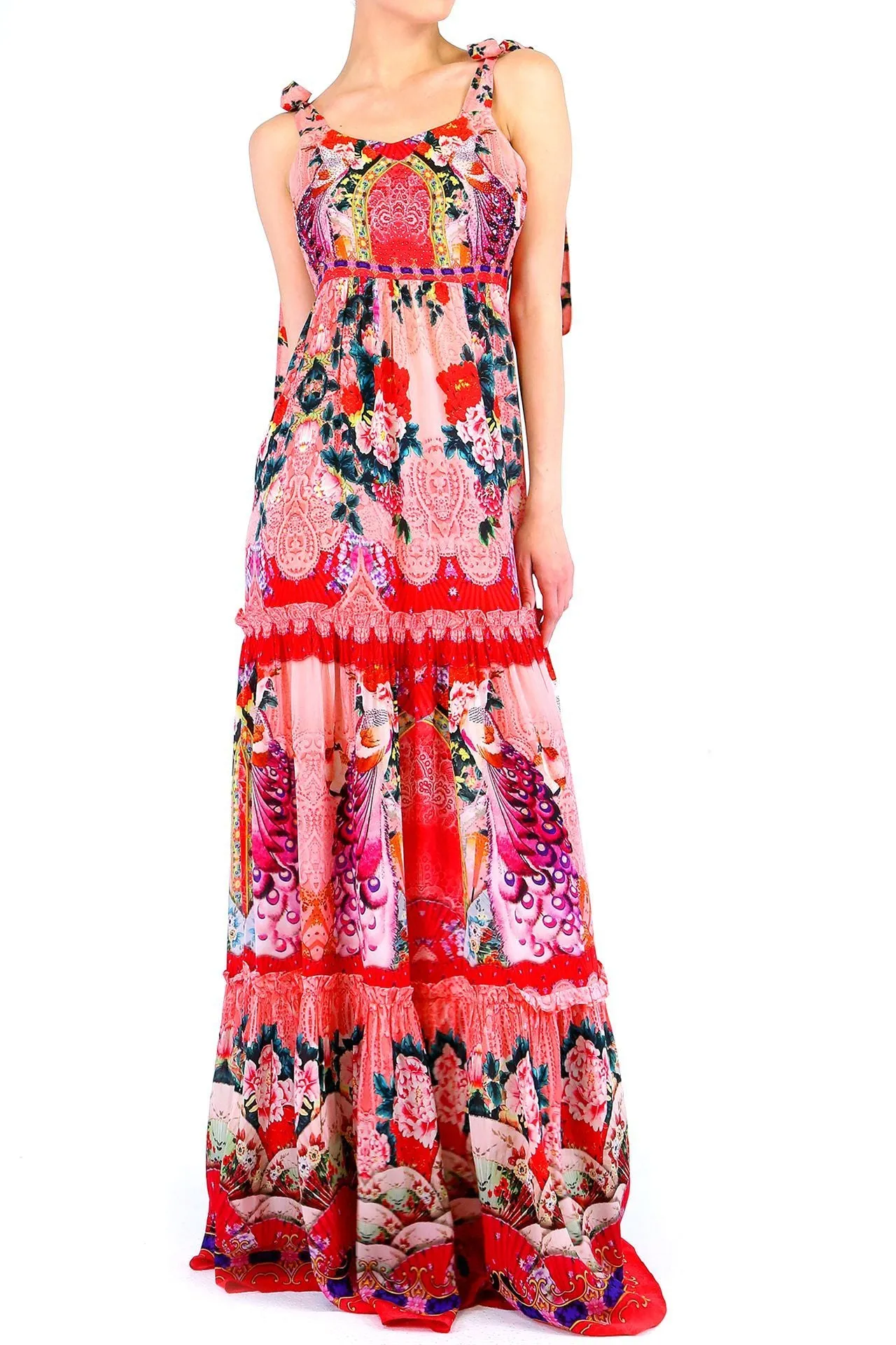 Floral Print Maxi Dress Coral