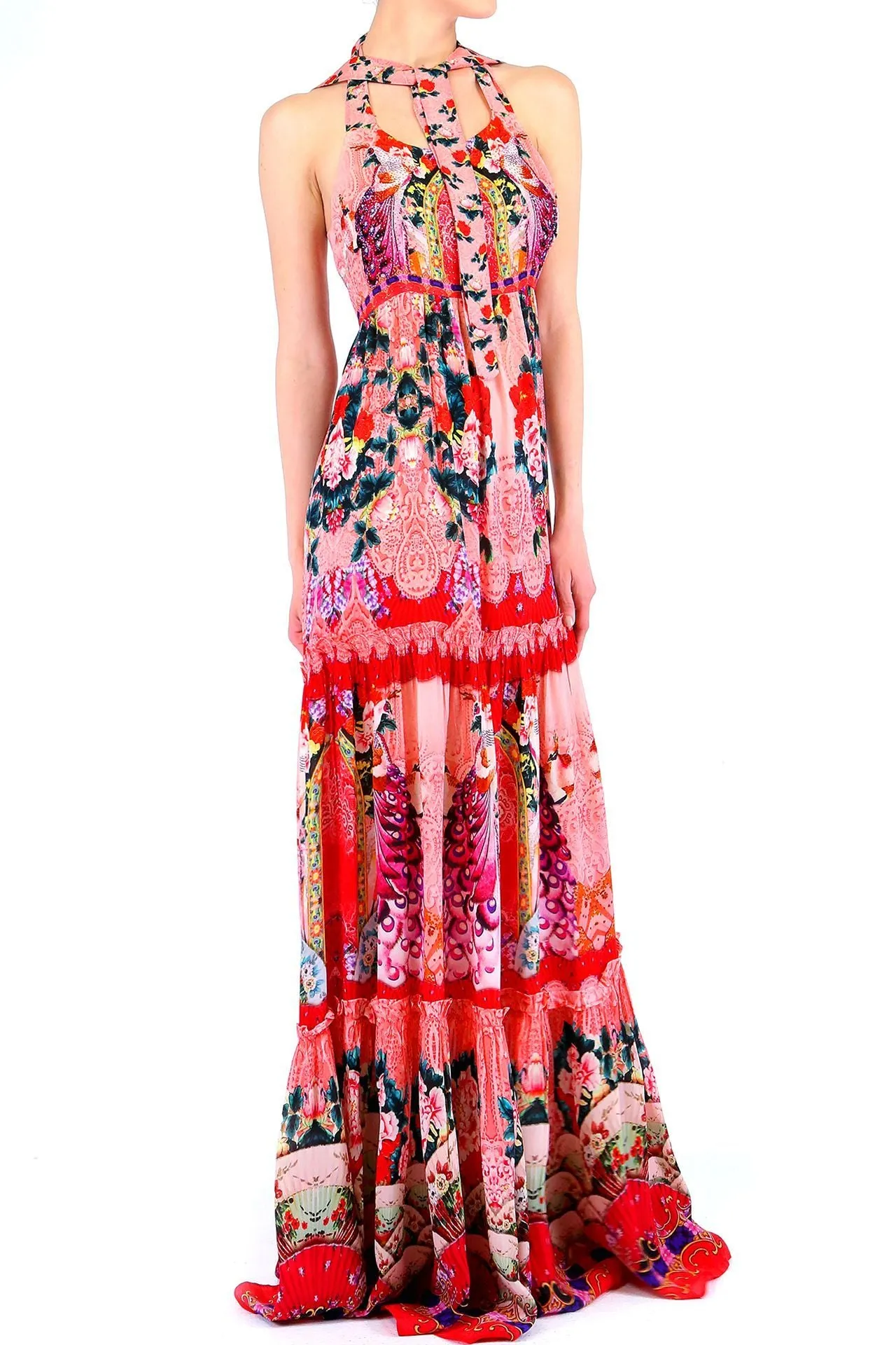 Floral Print Maxi Dress Coral