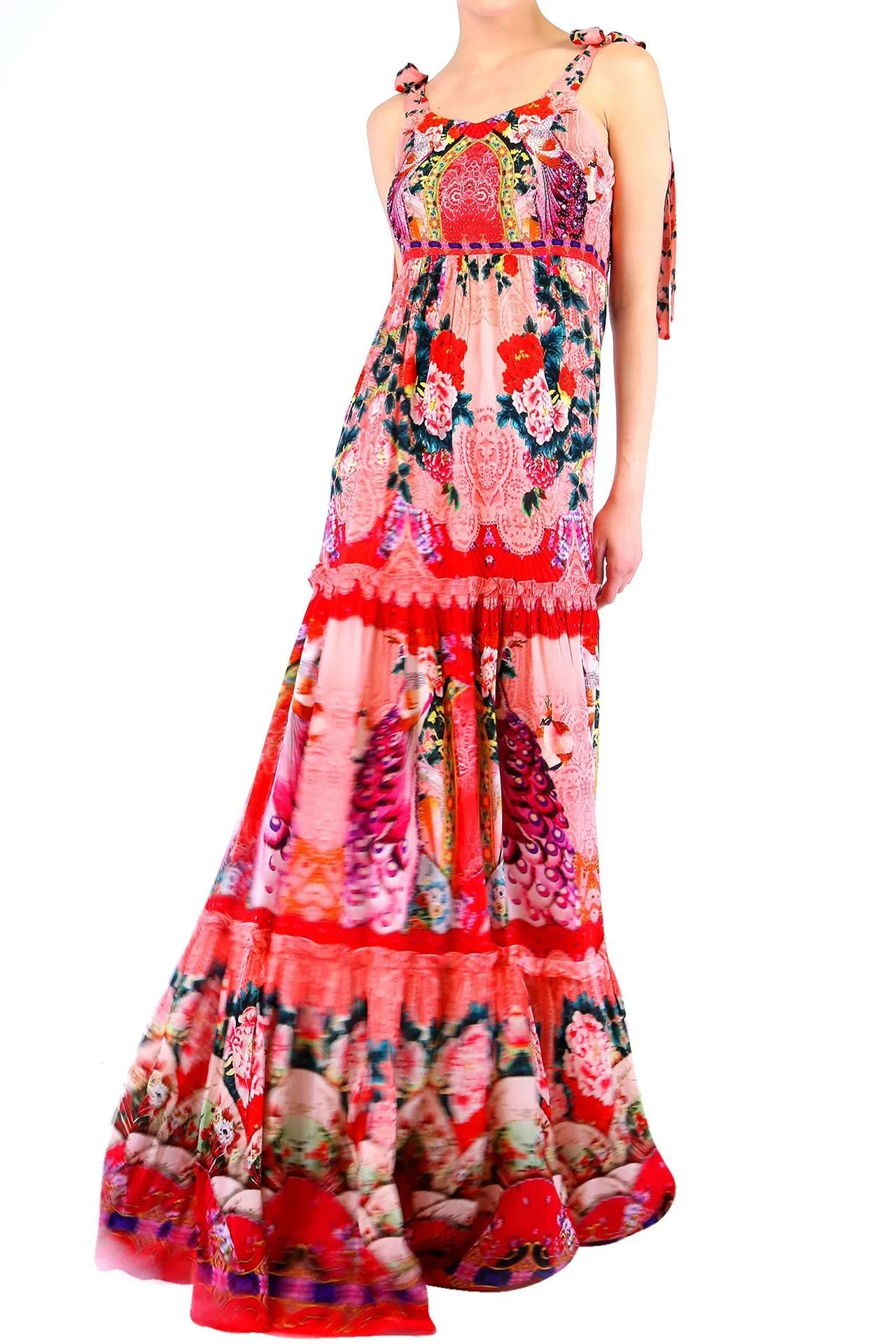 Floral Print Maxi Dress Coral