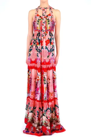 Floral Print Maxi Dress Coral