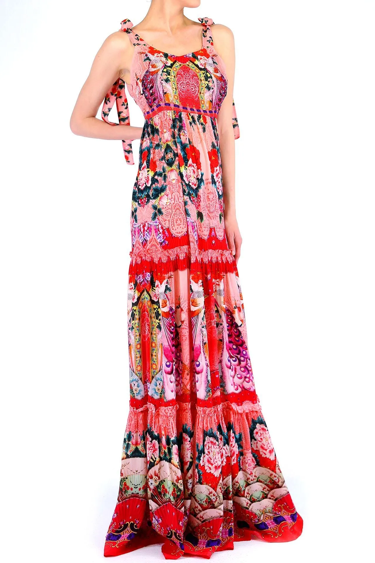 Floral Print Maxi Dress Coral