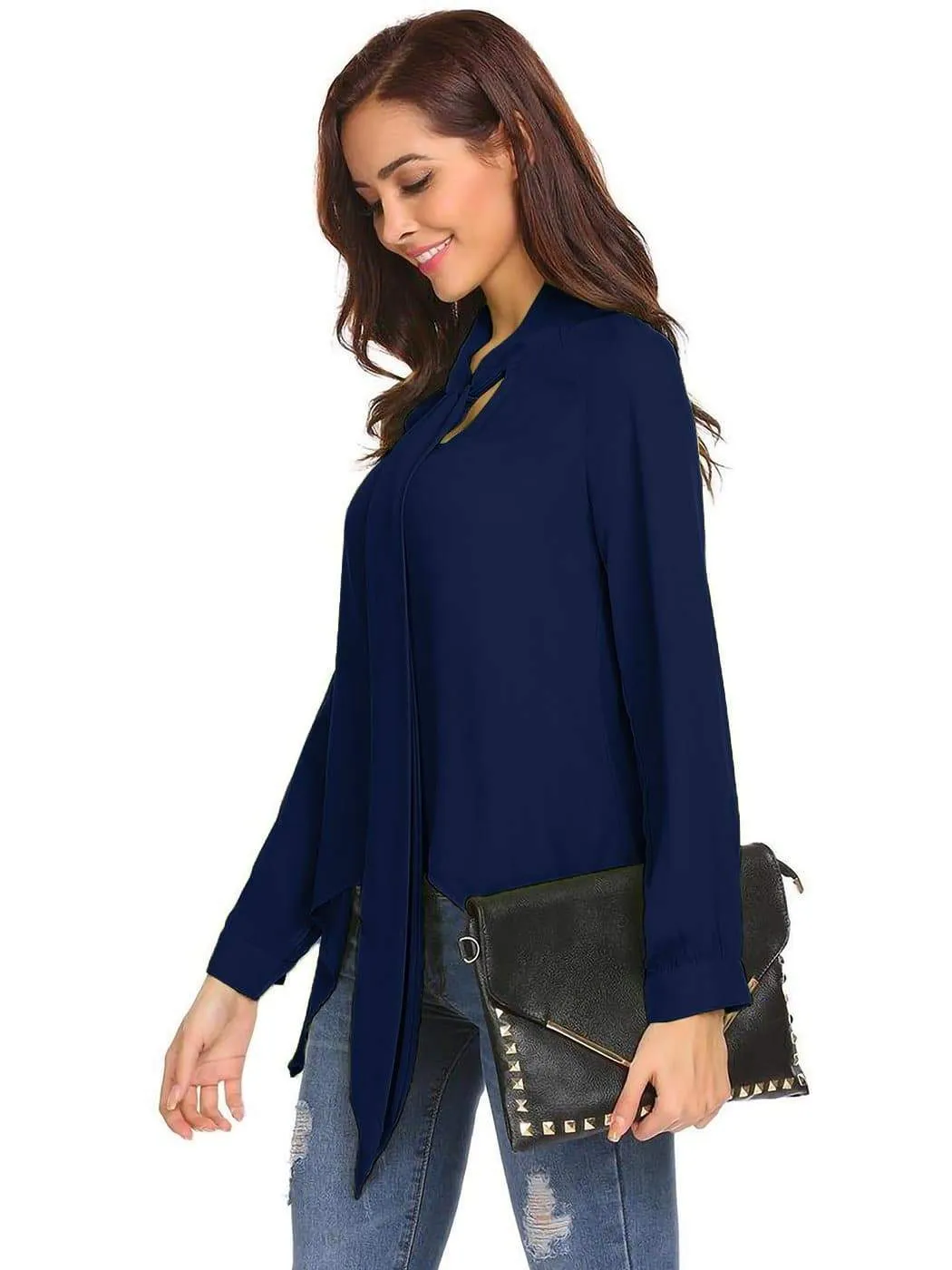 Flowy Chiffon Bow Blouse