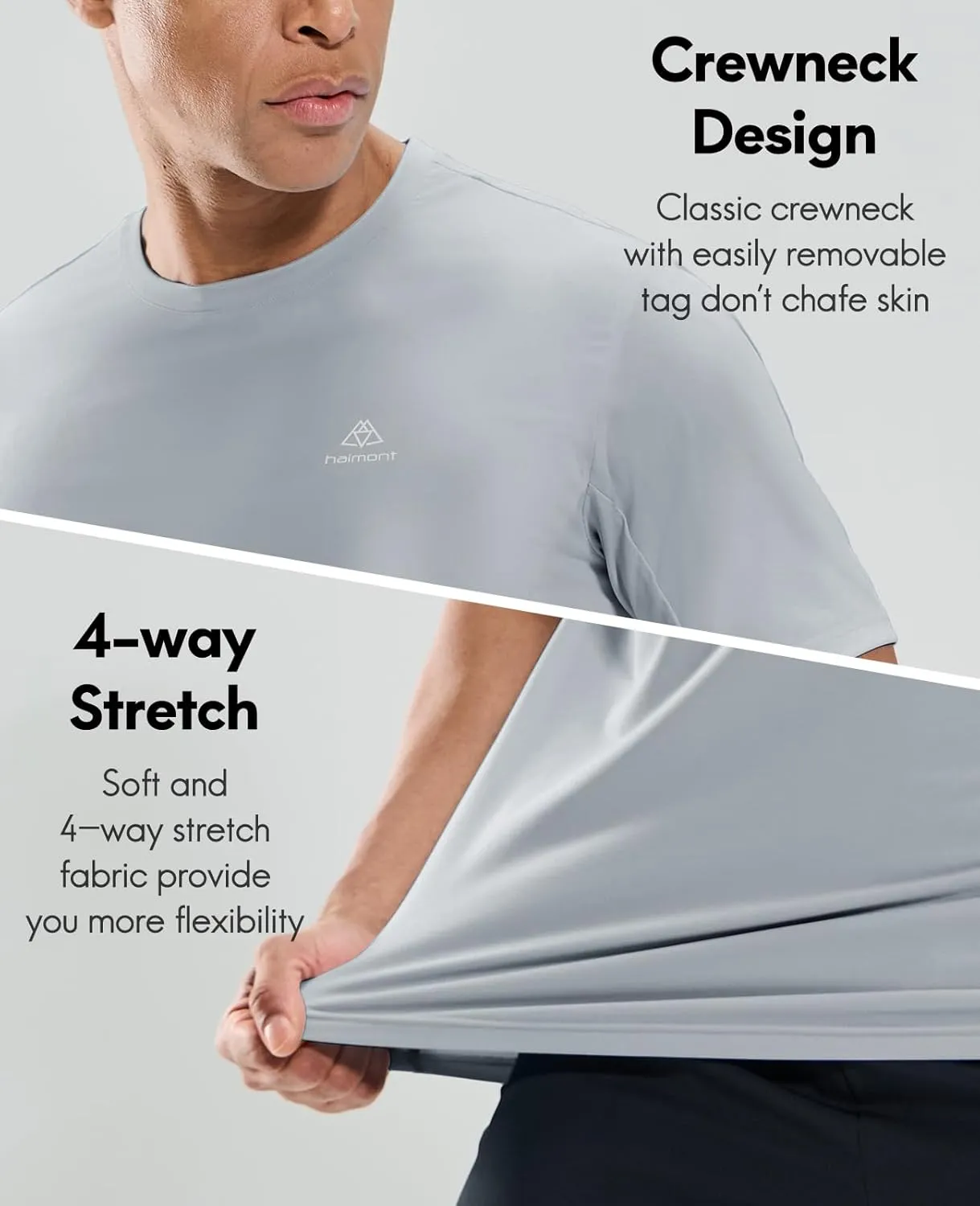Haimont Men's Running T-Shirt Dry Fit Crewneck Athletic Tee Shirts Moisture Wicking Short Sleeve Stretchy Workout Gym