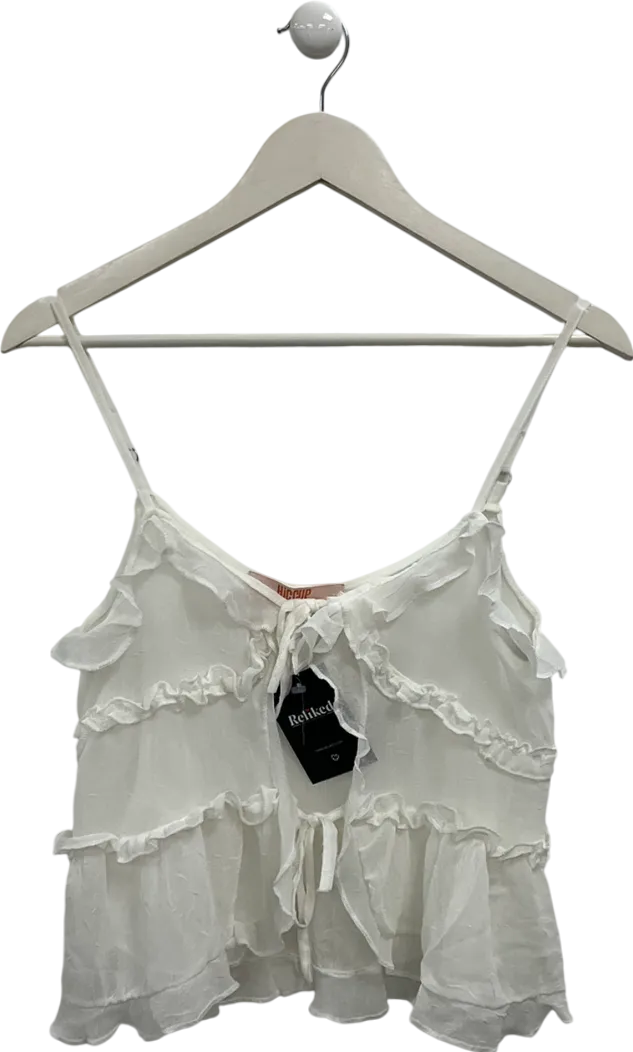 hiccup Cream Chiffon Tie Detail Blouse UK S