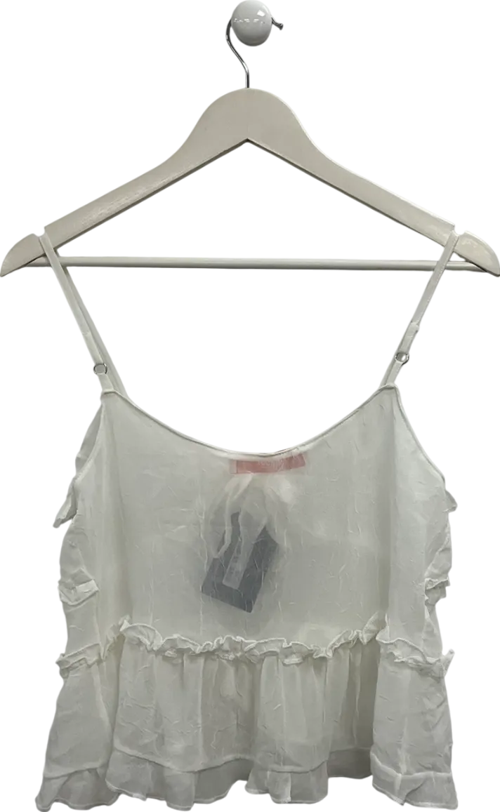hiccup Cream Chiffon Tie Detail Blouse UK S