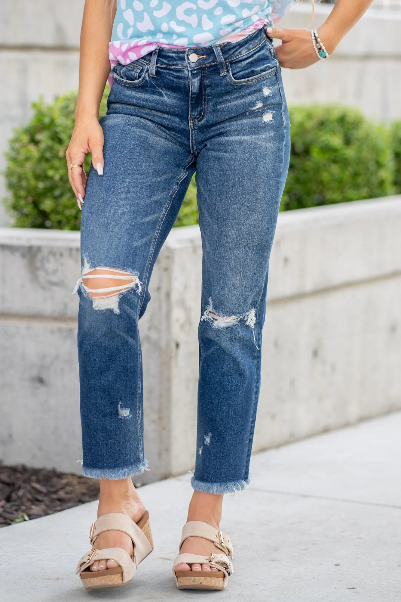 Integrated High Rise Ankle Straight Leg