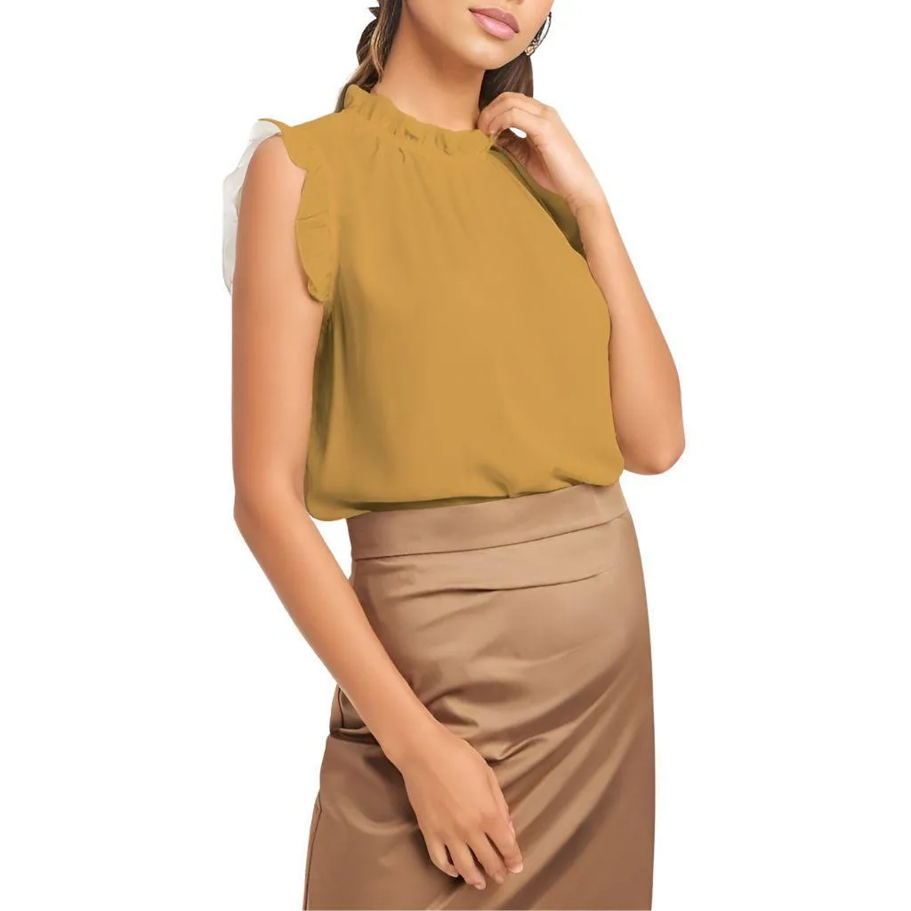 Jana Yellow Ruffle Cap Sleeve Top