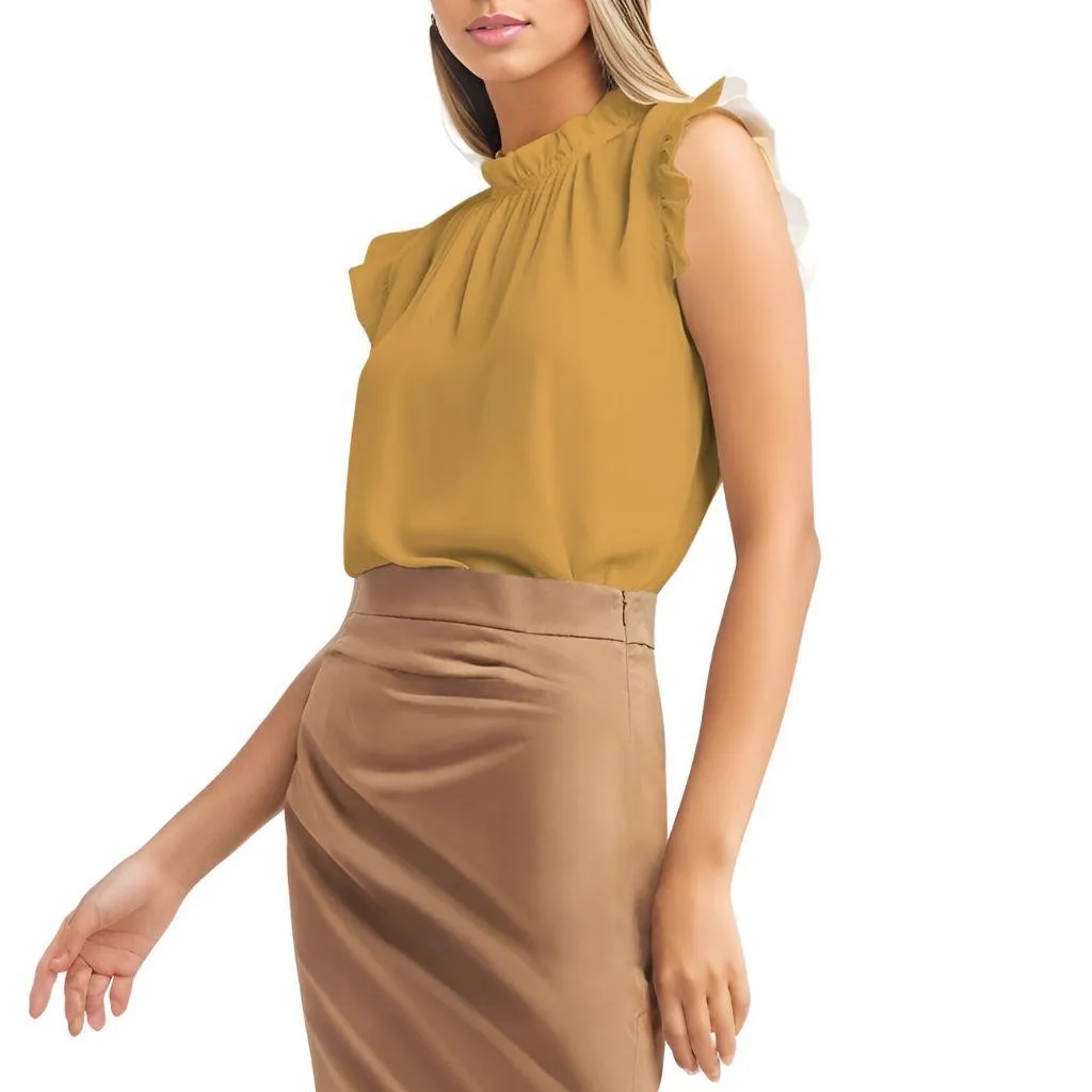 Jana Yellow Ruffle Cap Sleeve Top