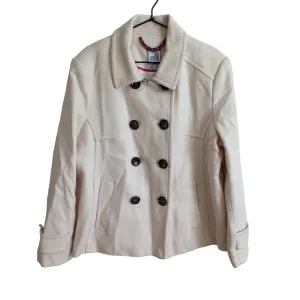 JCP JcPenney Womens Sz XL Wool Blend Double Breasted Cream Colored Coat