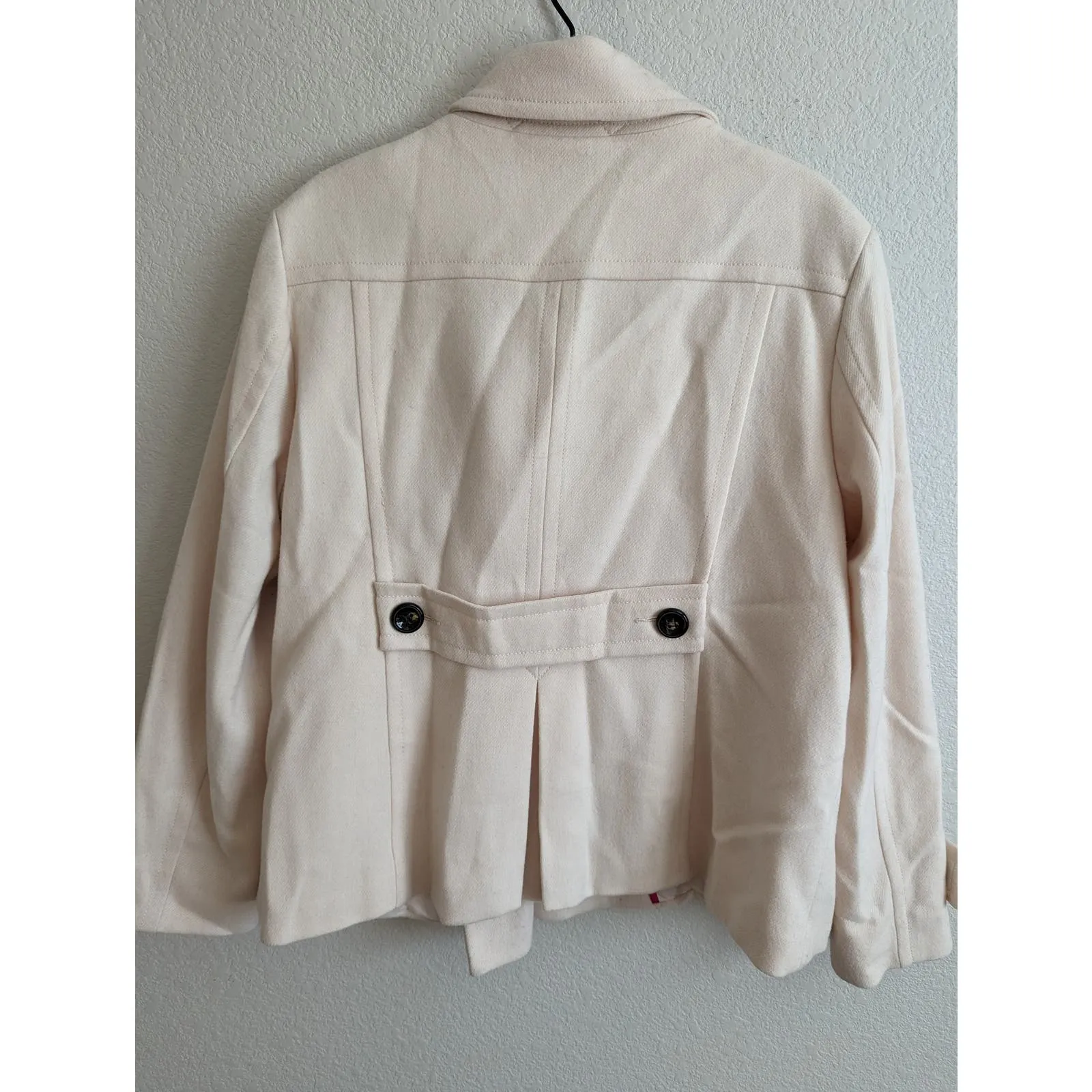 JCP JcPenney Womens Sz XL Wool Blend Double Breasted Cream Colored Coat