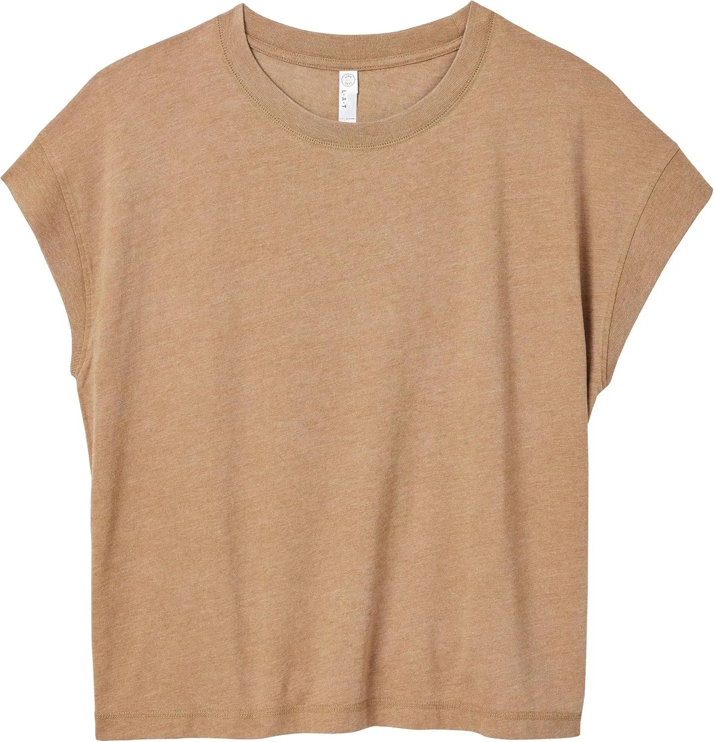 LAT Womens Relaxed Deep Crew Neck Drop Shoulder Short Sleeve Vintage Wash Jersey T-Shirt