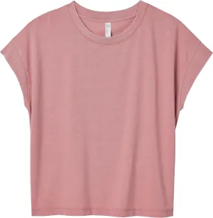 LAT Womens Relaxed Deep Crew Neck Drop Shoulder Short Sleeve Vintage Wash Jersey T-Shirt