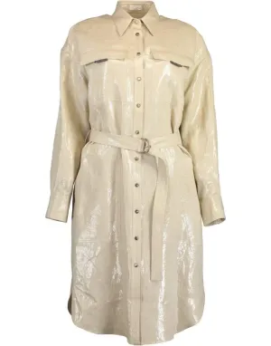 Linen Belted Button Up Shirt Dress