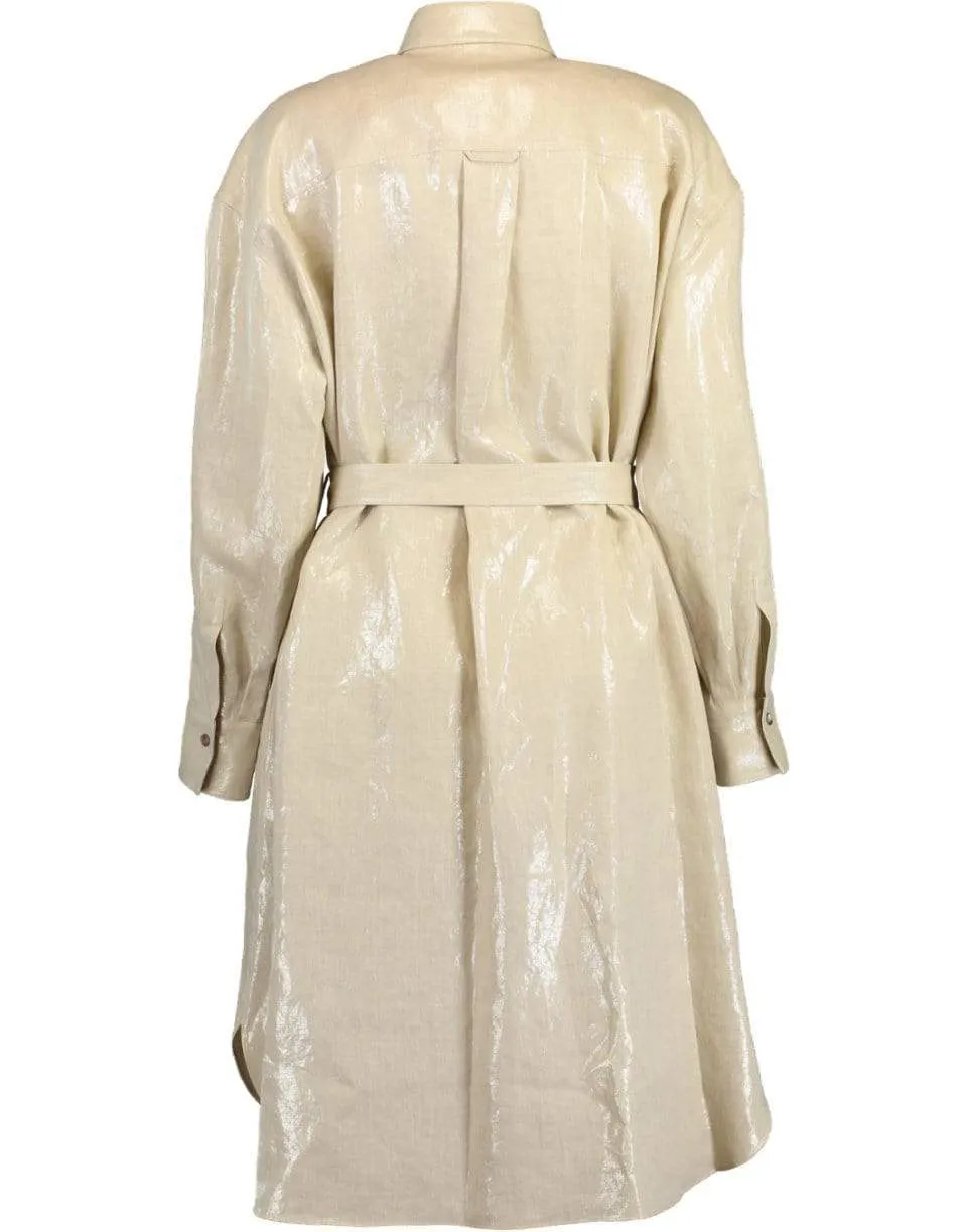 Linen Belted Button Up Shirt Dress