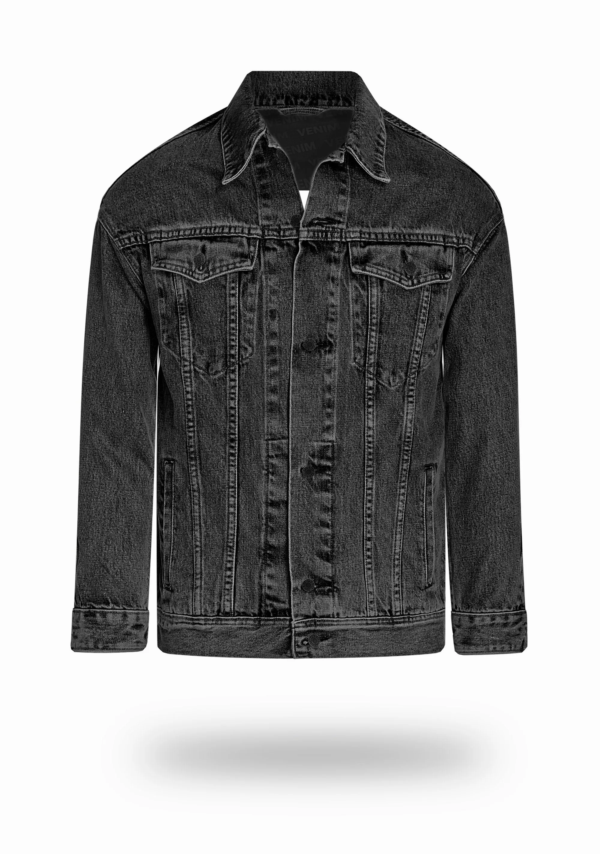Longer Washed Black Denim Jacket