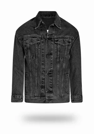 Longer Washed Black Denim Jacket
