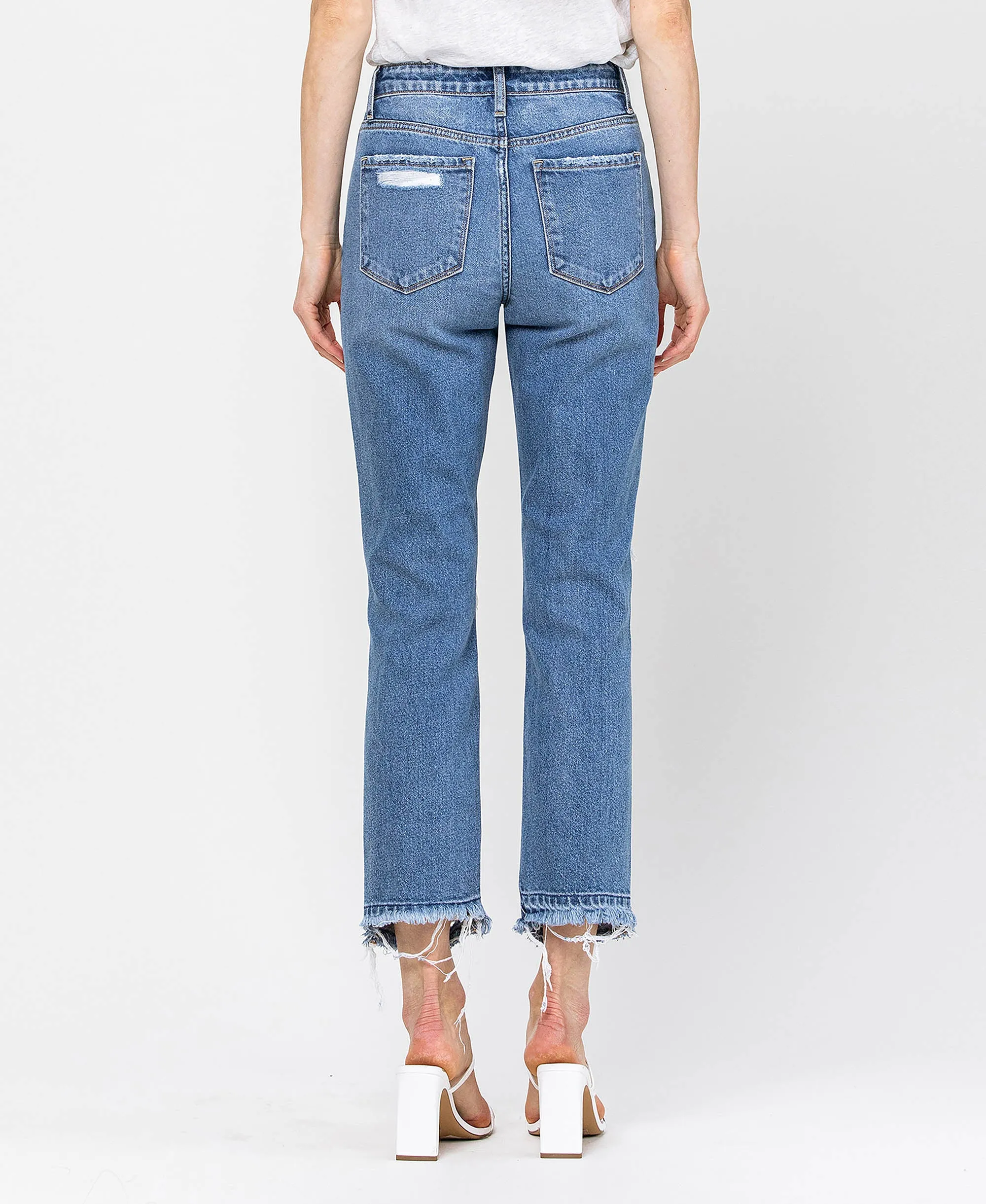 Loveland - Destroyed High Rise Crop Straight Jeans
