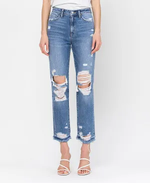Loveland - Destroyed High Rise Crop Straight Jeans