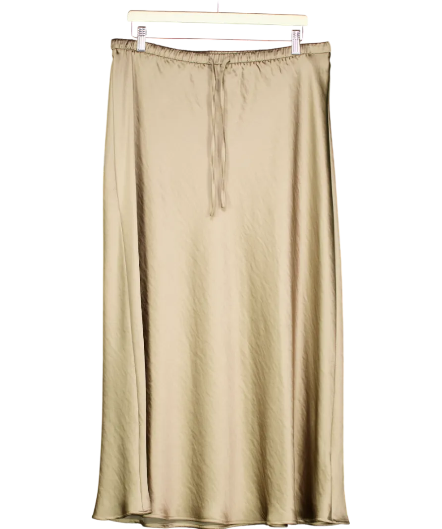 M&S Green Satin Midi Skirt UK 18