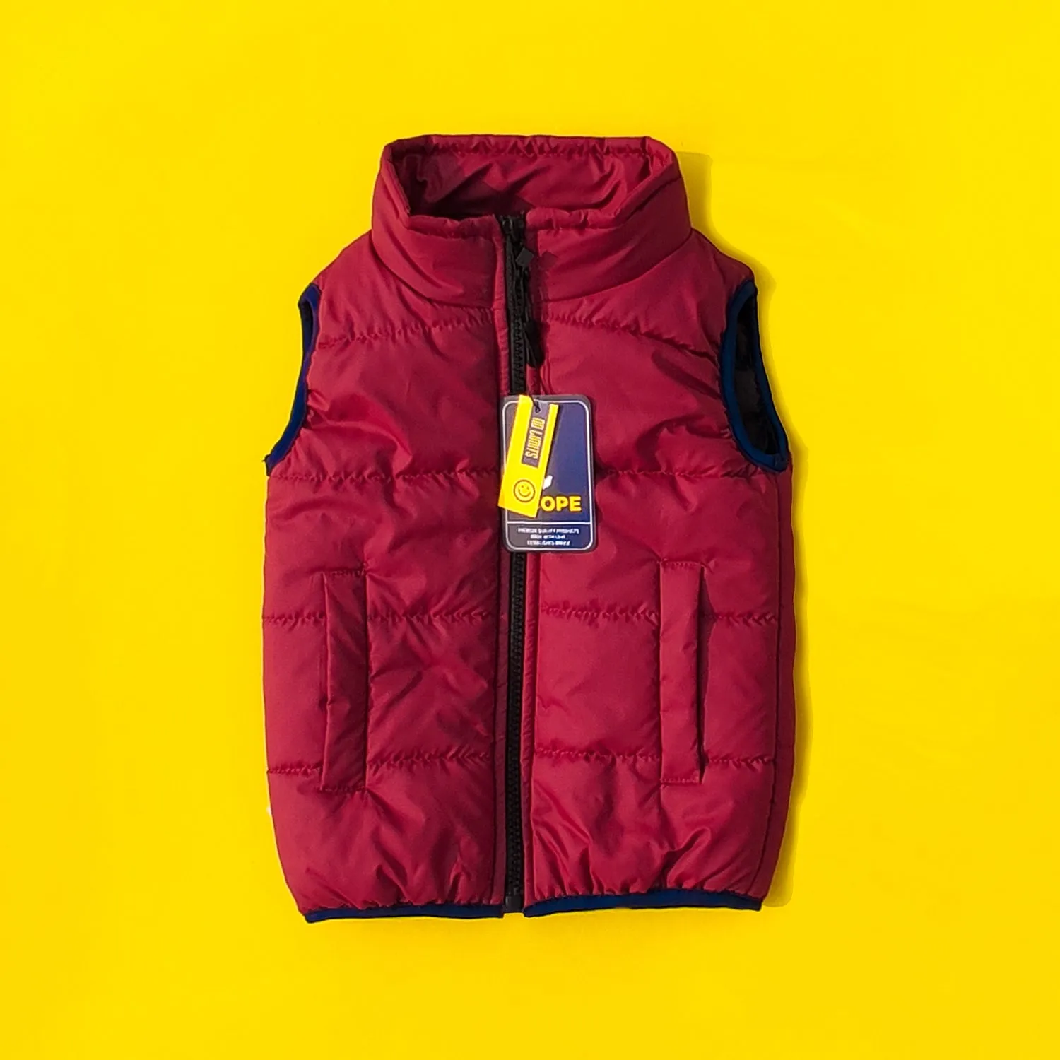 Maroon Sleeveless Puffer Jacket