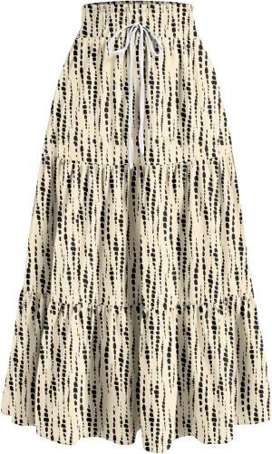 Maxi Skirts for Women 2025 Spring Summer Trendy Elastic Waist Floral Flowy Long Skirt Beach Vacation Clothes