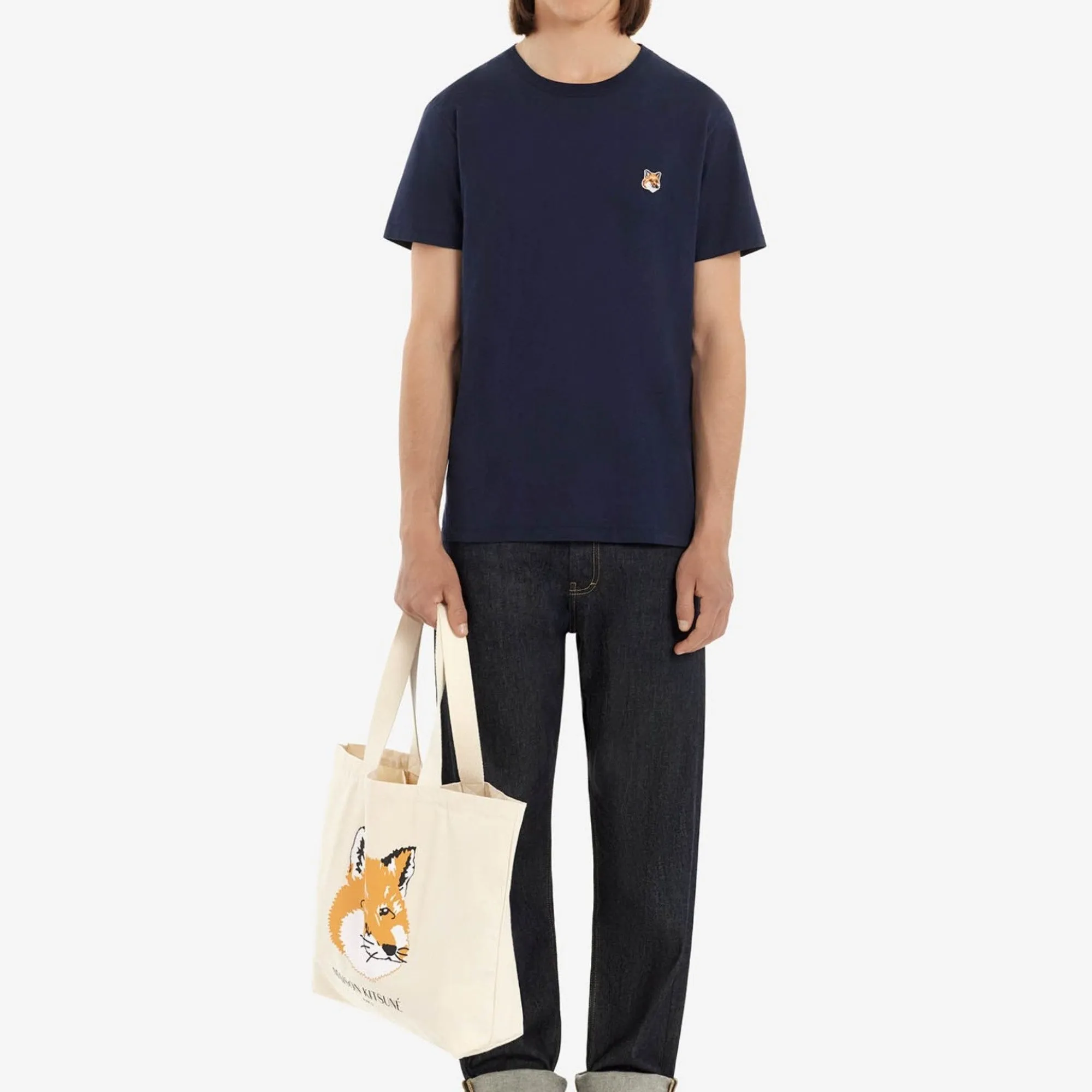 Men Fox Head Patch Classic Tee-Shirt - Navy