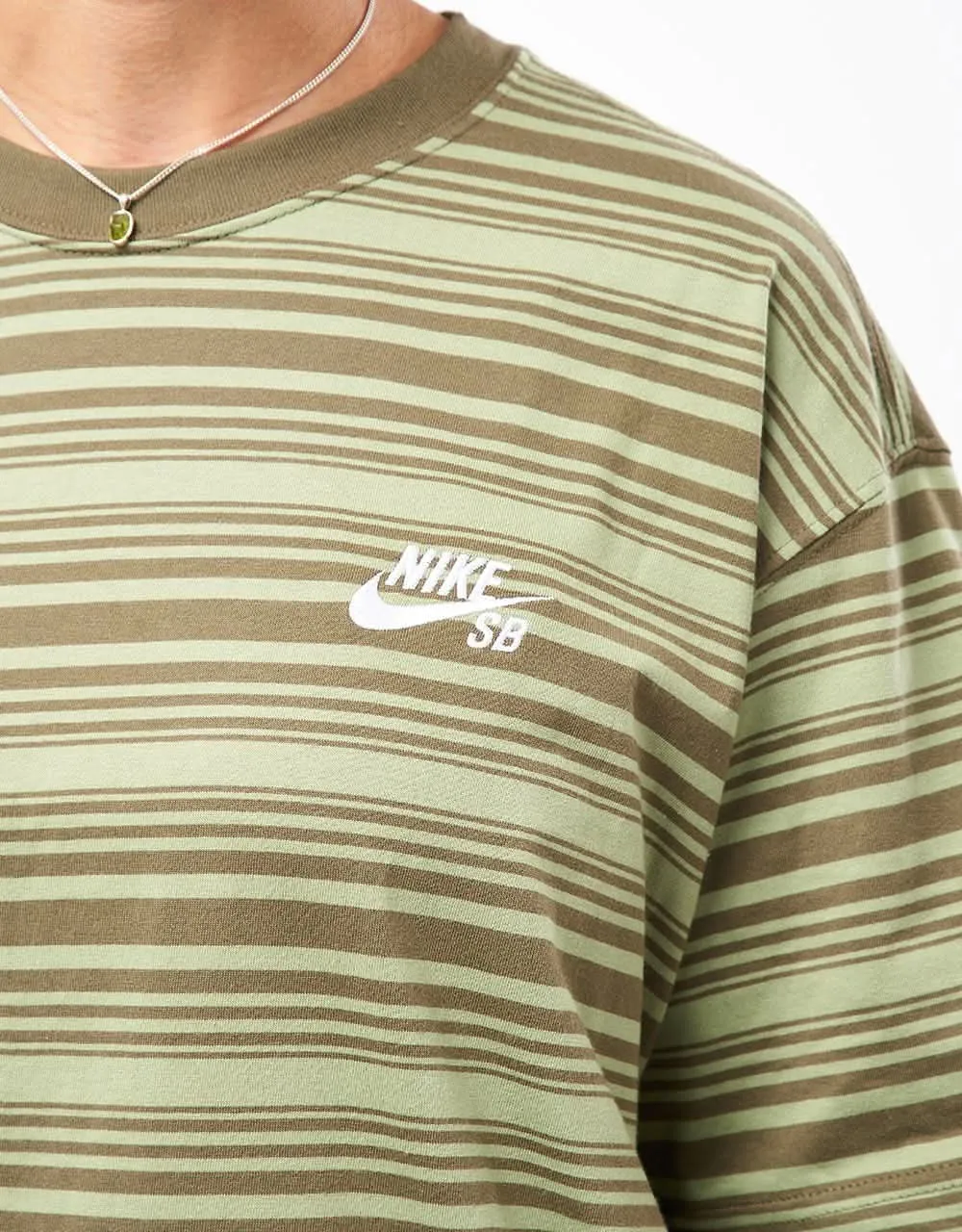Nike SB Striped T-Shirt - Oil Green