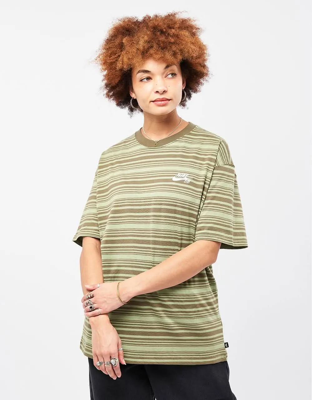 Nike SB Striped T-Shirt - Oil Green