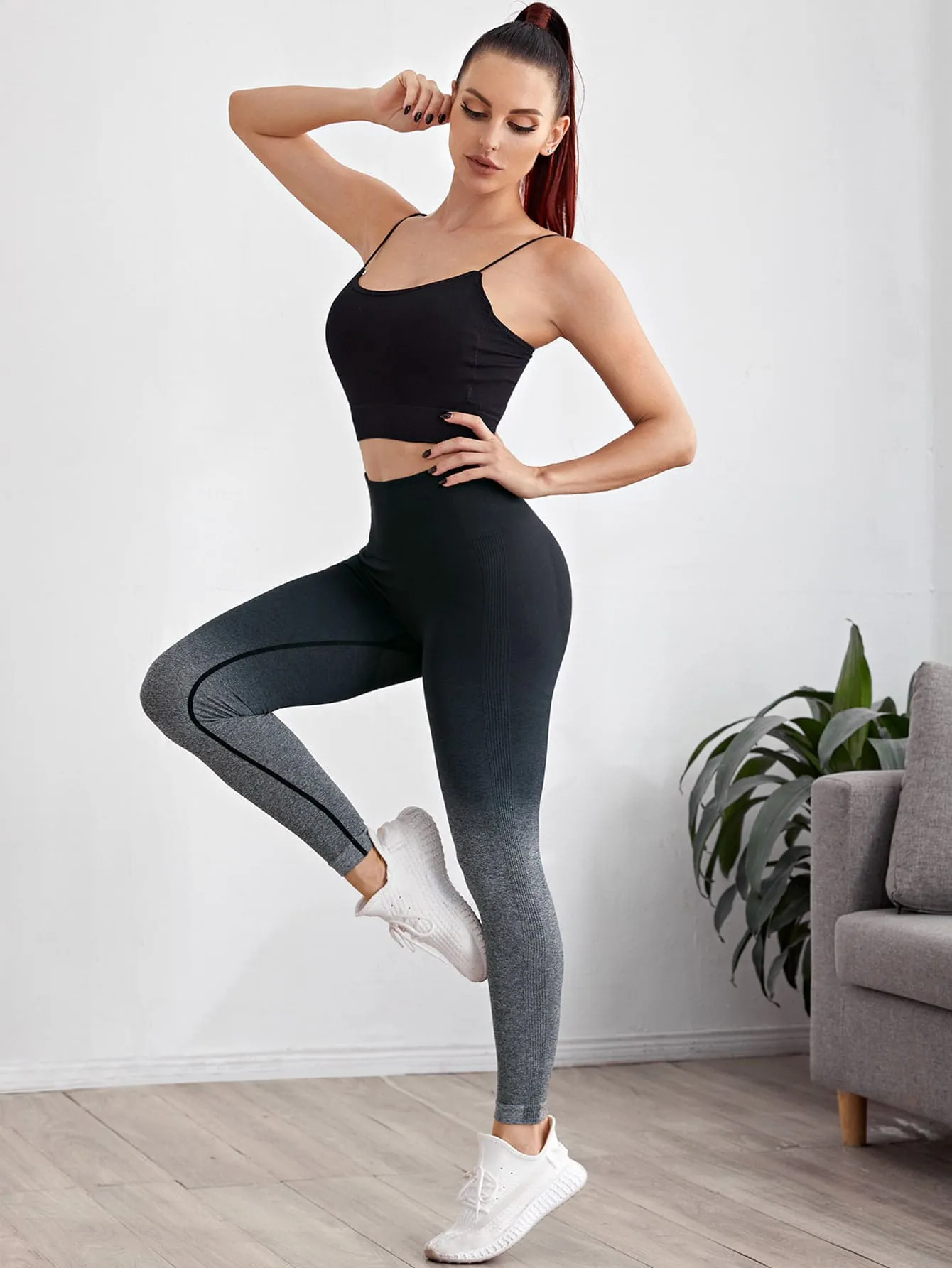 Ombre Print Wideband Waist Seamless Sports Leggings SS23